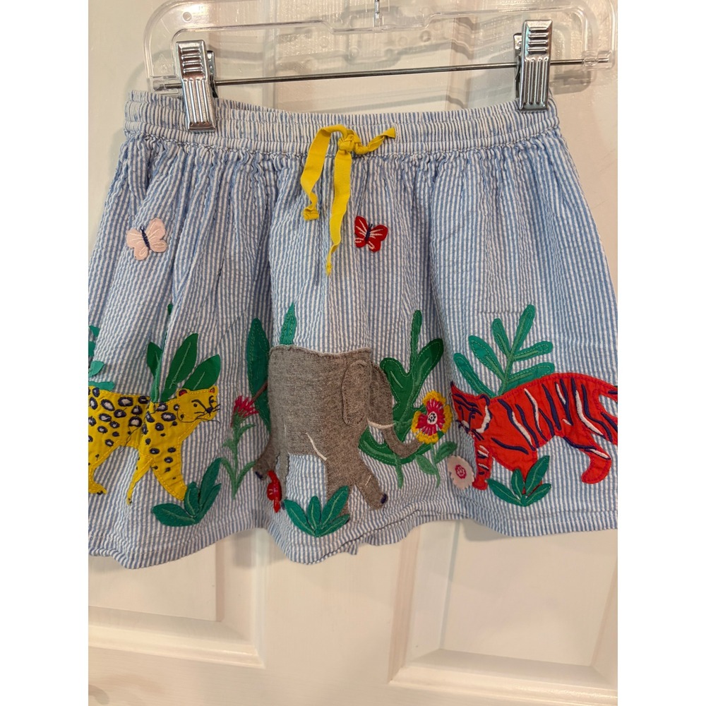 Girls Boutique Mini Boden Size 5-6Y Safari Jungle Animals Appliqué Skirt GUC